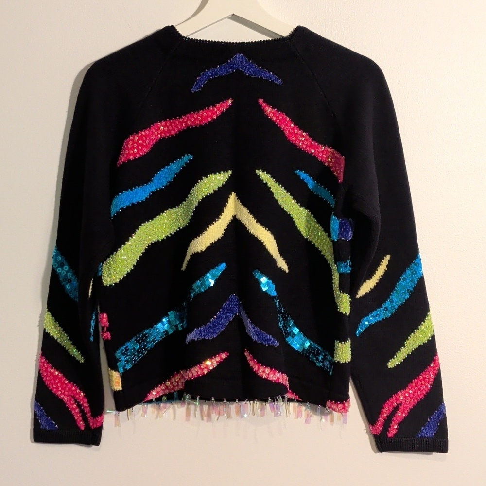 VINTAGE colorful embellished cardigan - size medium - Picture 2 of 10
